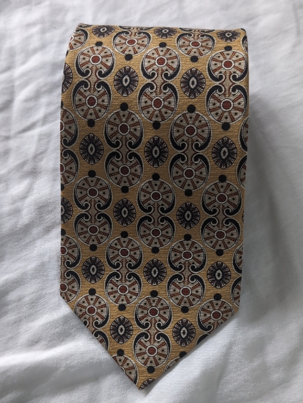 Men’s Gold Patterned Formal Italian Silk Tie